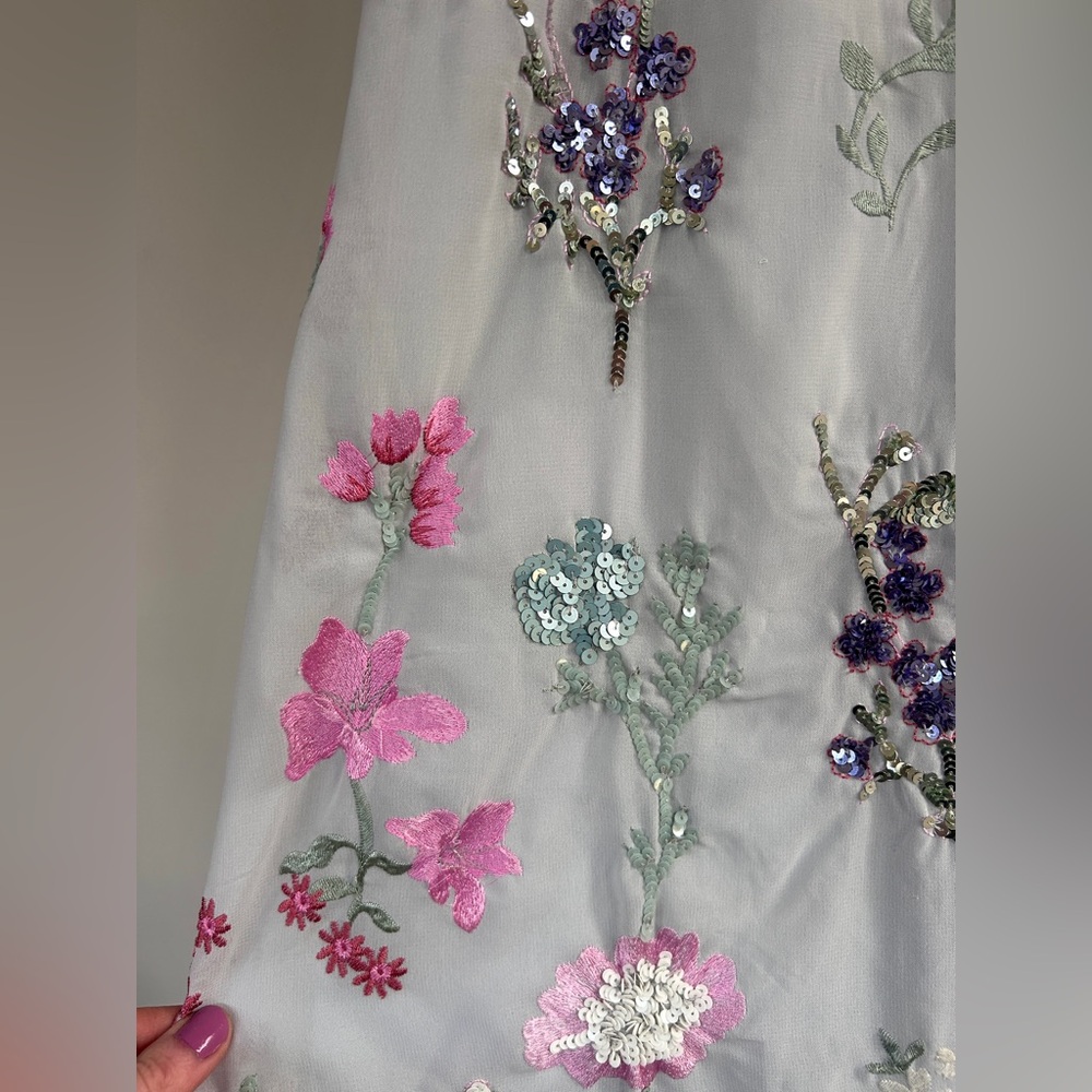 MAYA DELUXE Formal Fairy Floral Embroidered Sequin Slip Maxi Gown Dress Y2K Sz 6 - Picture 6 of 15